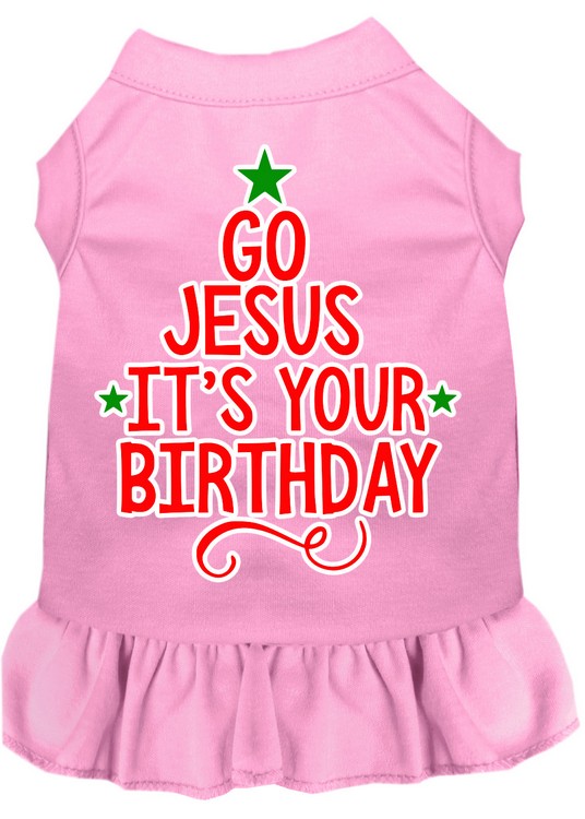 Go Jesus Screen Print Dog Dress Light Pink XS