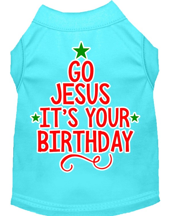 Go Jesus Screen Print Dog Shirt Aqua XS