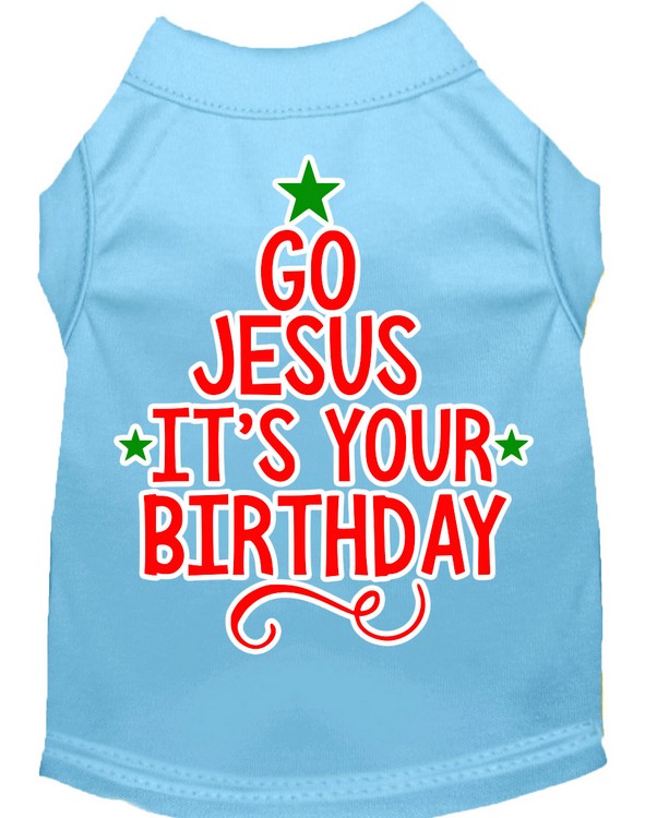 Go Jesus Screen Print Dog Shirt Baby Blue XS