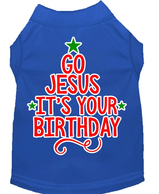 Go Jesus Screen Print Dog Shirt Blue Lg