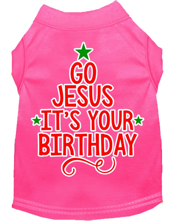 Go Jesus Screen Print Dog Shirt Bright Pink XXXL