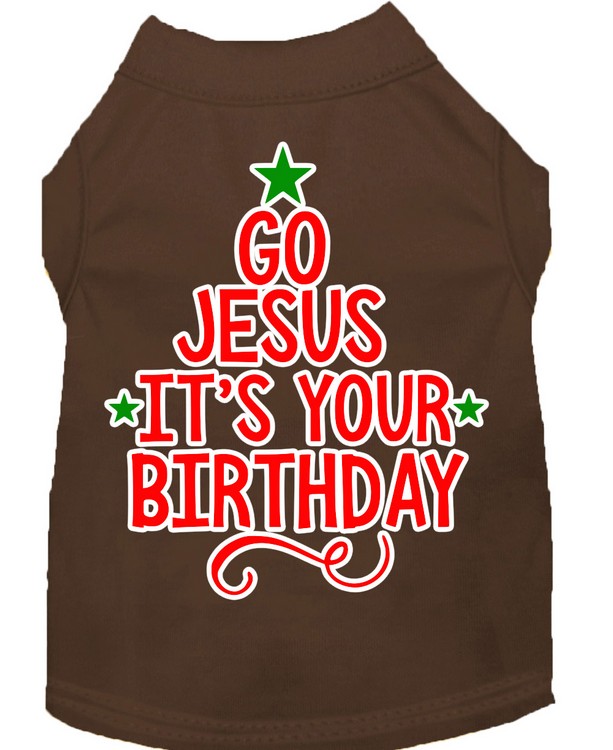 Go Jesus Screen Print Dog Shirt Brown Sm