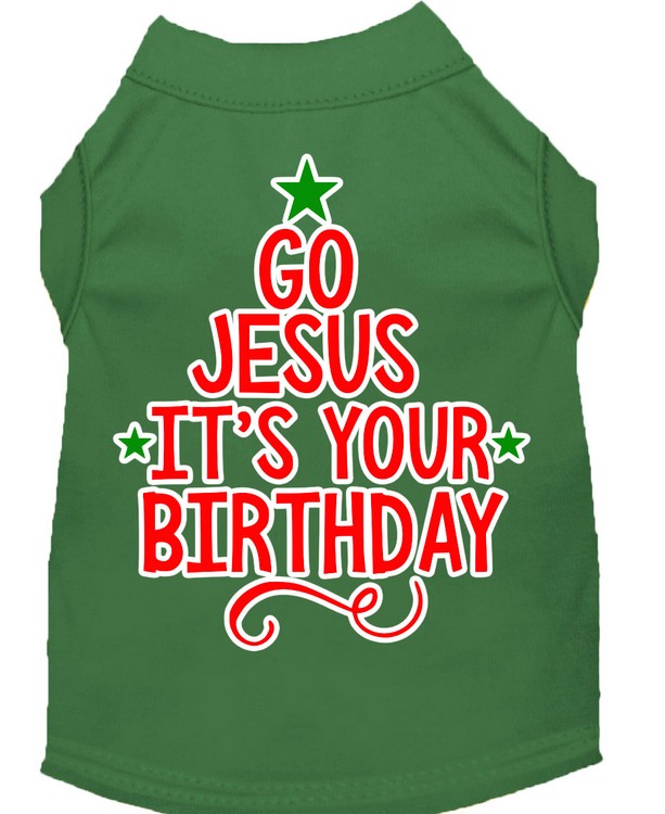 Go Jesus Screen Print Dog Shirt Green XS