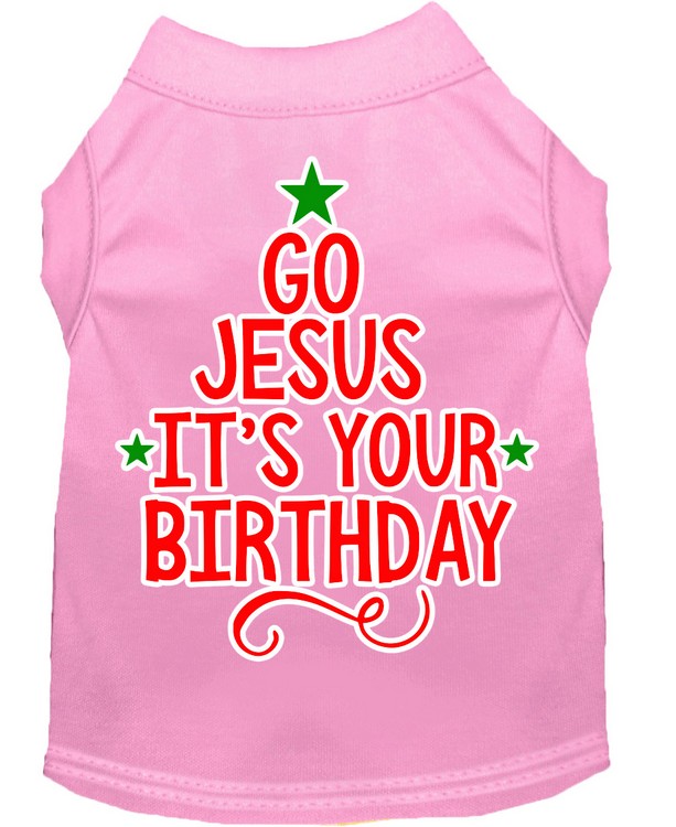 Go Jesus Screen Print Dog Shirt Light Pink Lg