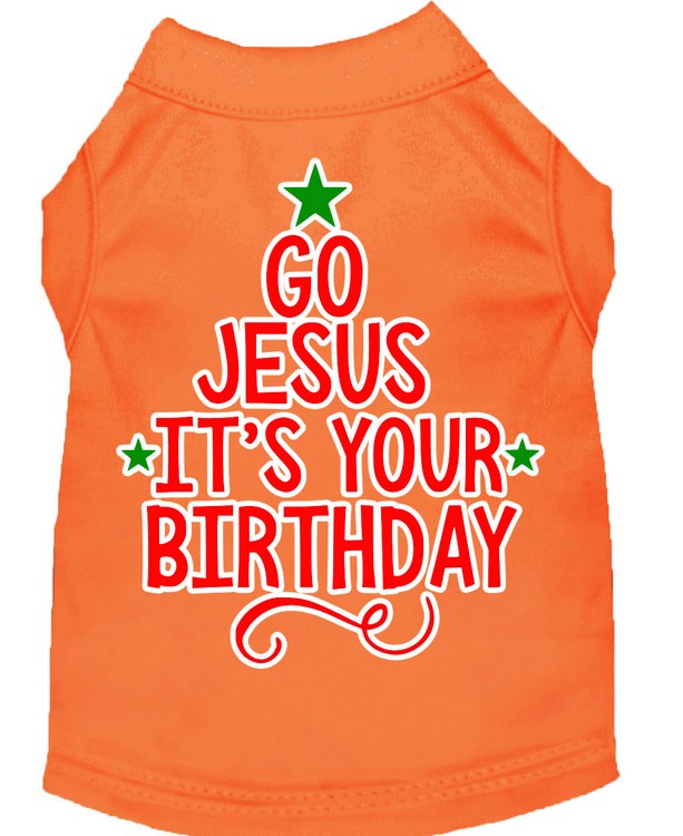 Go Jesus Screen Print Dog Shirt Orange Sm