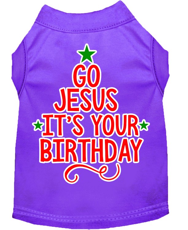 Go Jesus Screen Print Dog Shirt Purple Lg