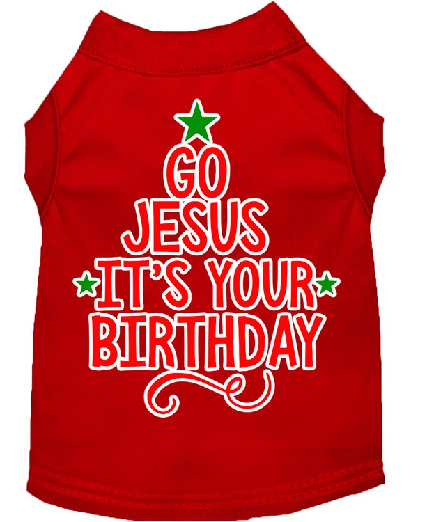 Go Jesus Screen Print Dog Shirt Red Med