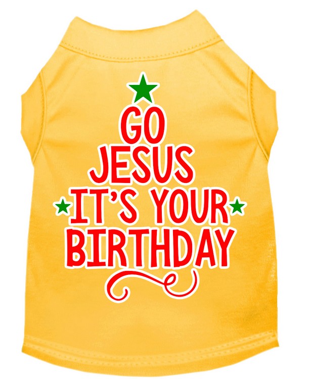 Go Jesus Screen Print Dog Shirt Yellow Lg