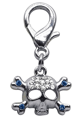 Lobster Claw Skull Charm Blue