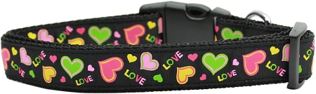 Neon Love Nylon Dog Collar XS