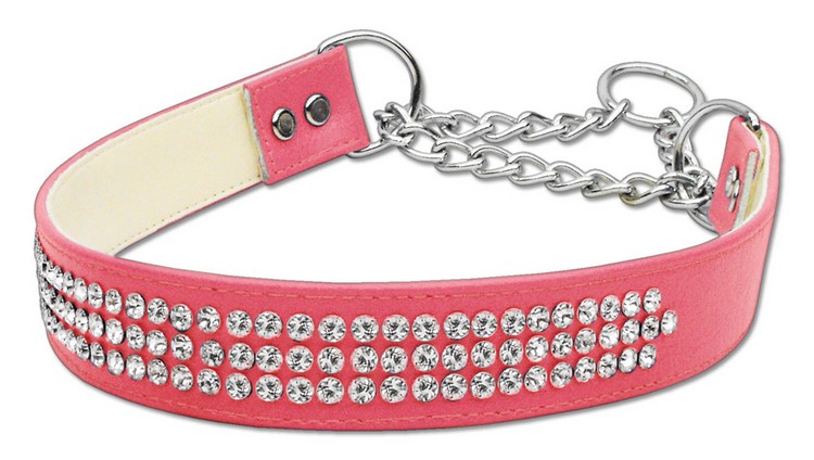 Martingale 3 Row Crystal Collar Pink Medium