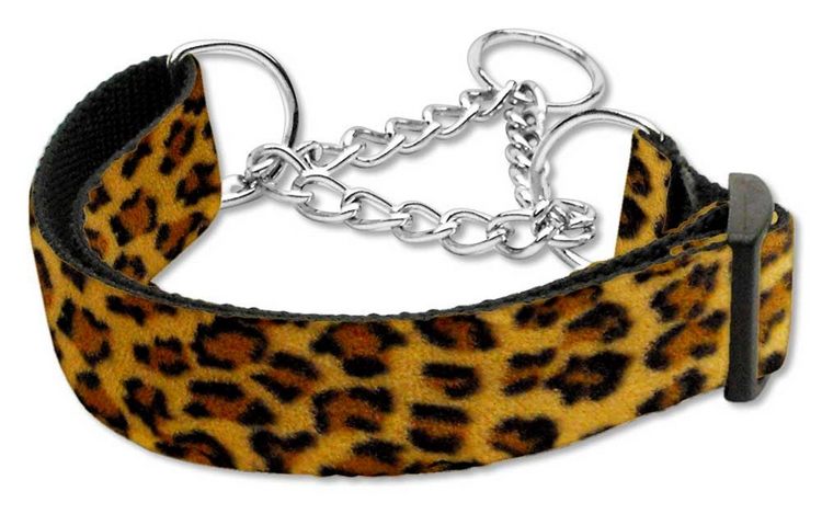 Animal Print Martingale Nylon Dog Collar Leopard
