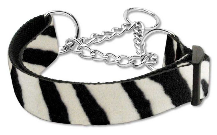 Animal Print Martingale Nylon Dog Collar Zebra