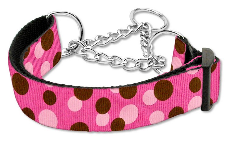 Confetti Dots Nylon Collar Martingale Bright Pink Medium