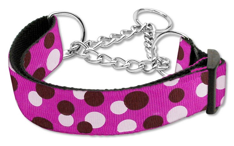 Confetti Dots Nylon Collar Martingale Fuchsia Medium