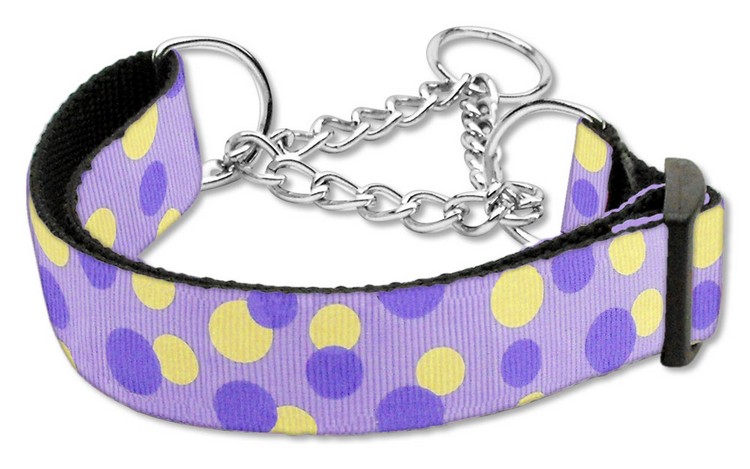 Confetti Dots Nylon Collar Martingale Lavender Large