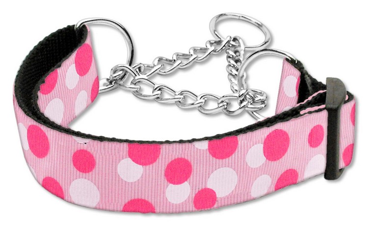 Confetti Dots Nylon Collar Martingale Light Pink Medium