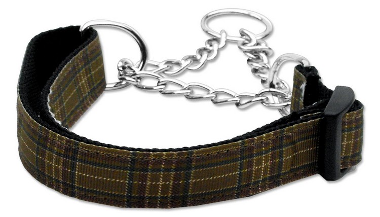 Plaid Nylon Collar Martingale Brown Large