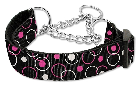 Retro Nylon Ribbon Collar Martingale Black Large