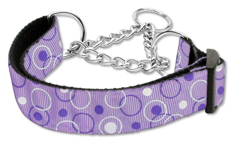 Retro Nylon Ribbon Collar Martingale Lavender Large