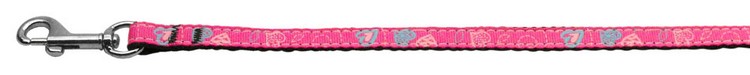 Crazy Hearts Nylon Collars Bright Pink 3/8 wide 4Ft Lsh