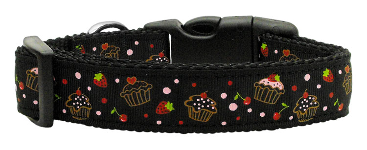 Cupcakes Nylon Ribbon Collar Black Large