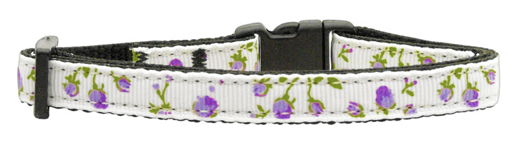 Roses Nylon Ribbon Collar Purple Cat Safety