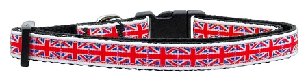 Tiled Union Jack(UK Flag) Nylon Ribbon Collar Small