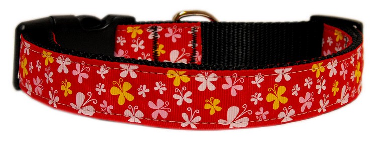 Butterfly Nylon Ribbon Collar Red Sm