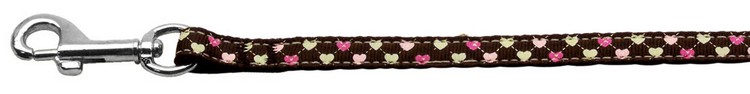 Argyle Hearts Nylon Ribbon Leash Brown 3/8 wide 6ft Long