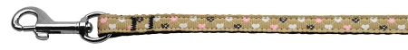 Argyle Hearts Nylon Ribbon Leash Tan 3/8 inch wide 4ft Long