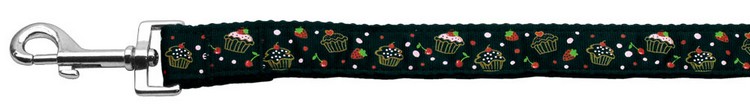 Cupcakes Nylon Ribbon Leash Black 1 inch wide 6ft Long