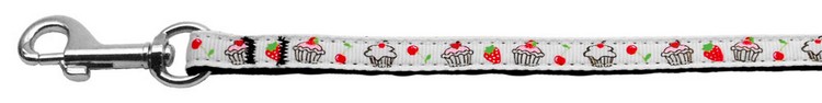 Cupcakes Nylon Ribbon Leash White 3/8 wide 6ft Long