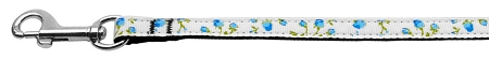 Roses Nylon Ribbon Leash Blue 3/8 wide 6ft Long