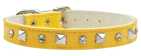 "Just the Basics" Crystal and Pyramid Collars Yellow 10