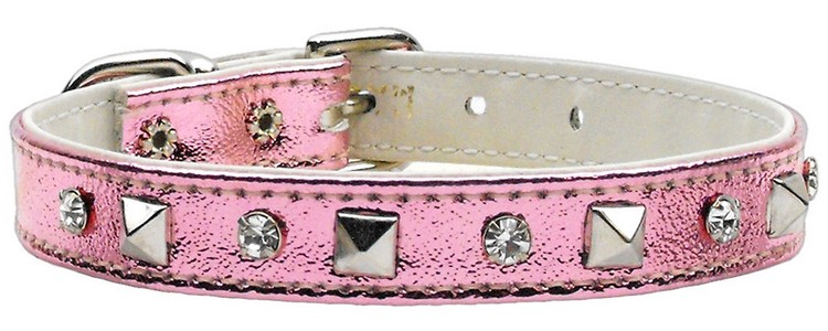 Metallic Crystal and Pyramid Collars Pink MTL 10