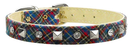 School Days Crystal and Pyramid Collars Blue Plaid 16