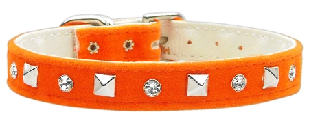 Velvet Crystal and Pyramid Collars Orange 10