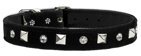 Velvet Crystal and Pyramid Collars Black 10