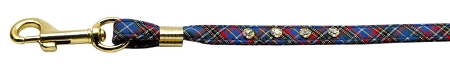 Plaid Leash Blue Clear Stones