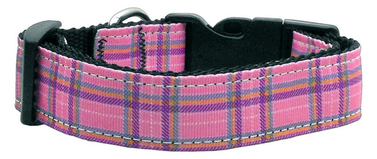 Plaid Nylon Collar Pink Large