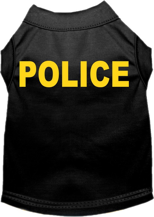 Police Costume Screen Print Dog Shirt Black Size XS