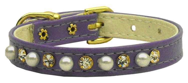 3/8" Pearl and Clear Crystals Collar Purple 8