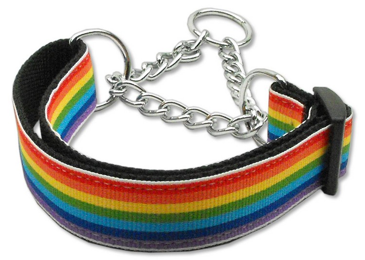 Rainbow Striped Nylon Collars Martingale Rainbow Stripes Medium