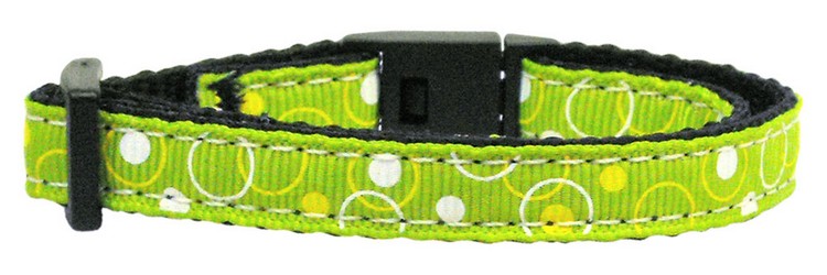 Retro Nylon Ribbon Collar Lime Green Cat Safety