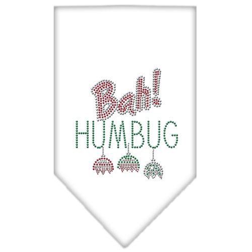 Bah Humbug Rhinestone Bandana White Large