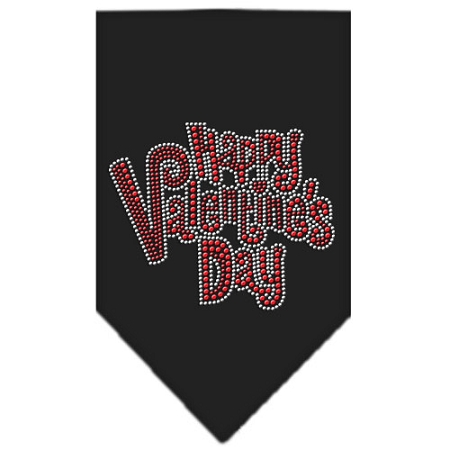 Happy Valentines Day Rhinestone Bandana Black Large