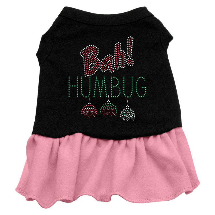 Bah Humbug Rhinestone Dress Black with Pink XS