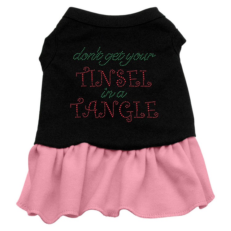 Tinsel in a Tangle Rhinestone Dress Black with Pink XS