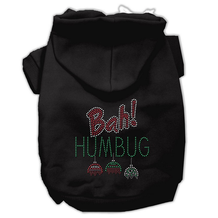 Bah Humbug Rhinestone Hoodies Black XS